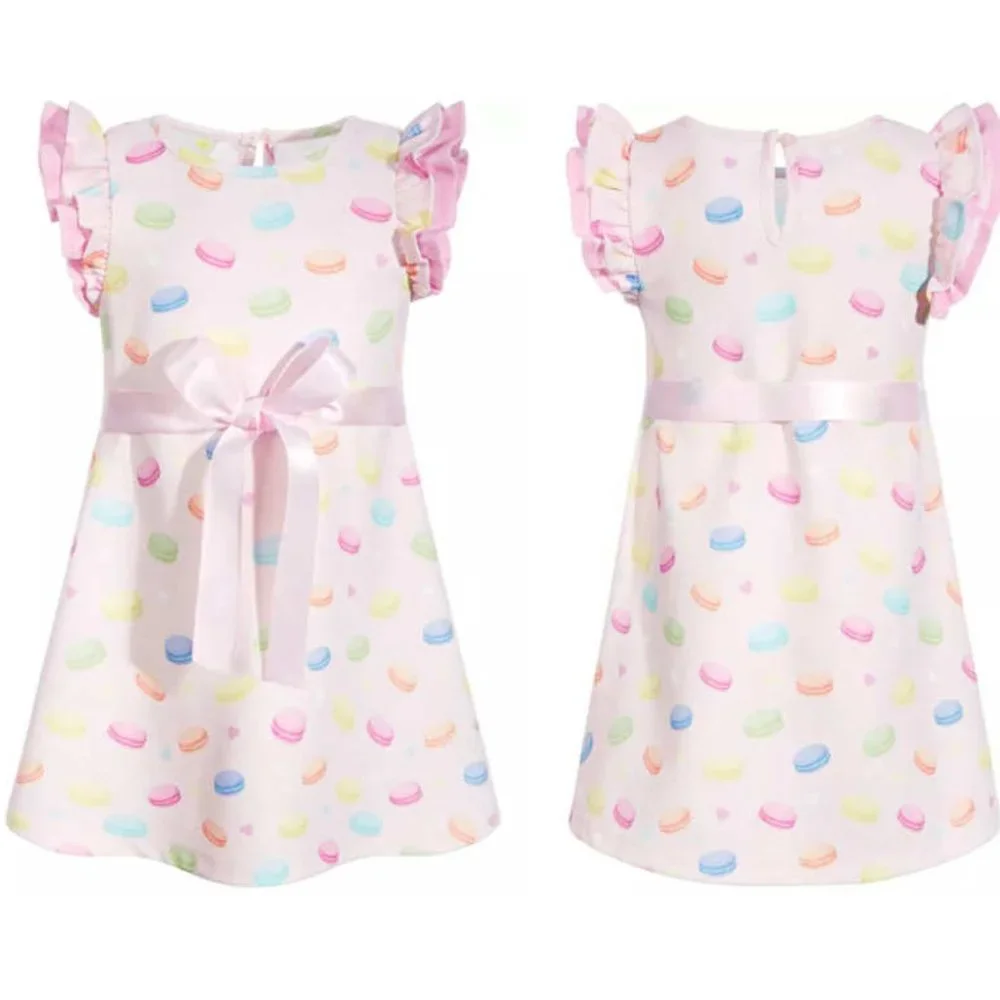 Samara Macaron Print Dress w/ Satin Ribbon 18 Months